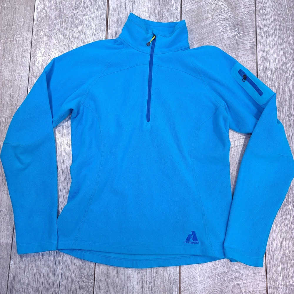 Eddie Bauer First Ascent Fleece Womens Small Blue 1/4 Zip Sleeve Pocket Pullover